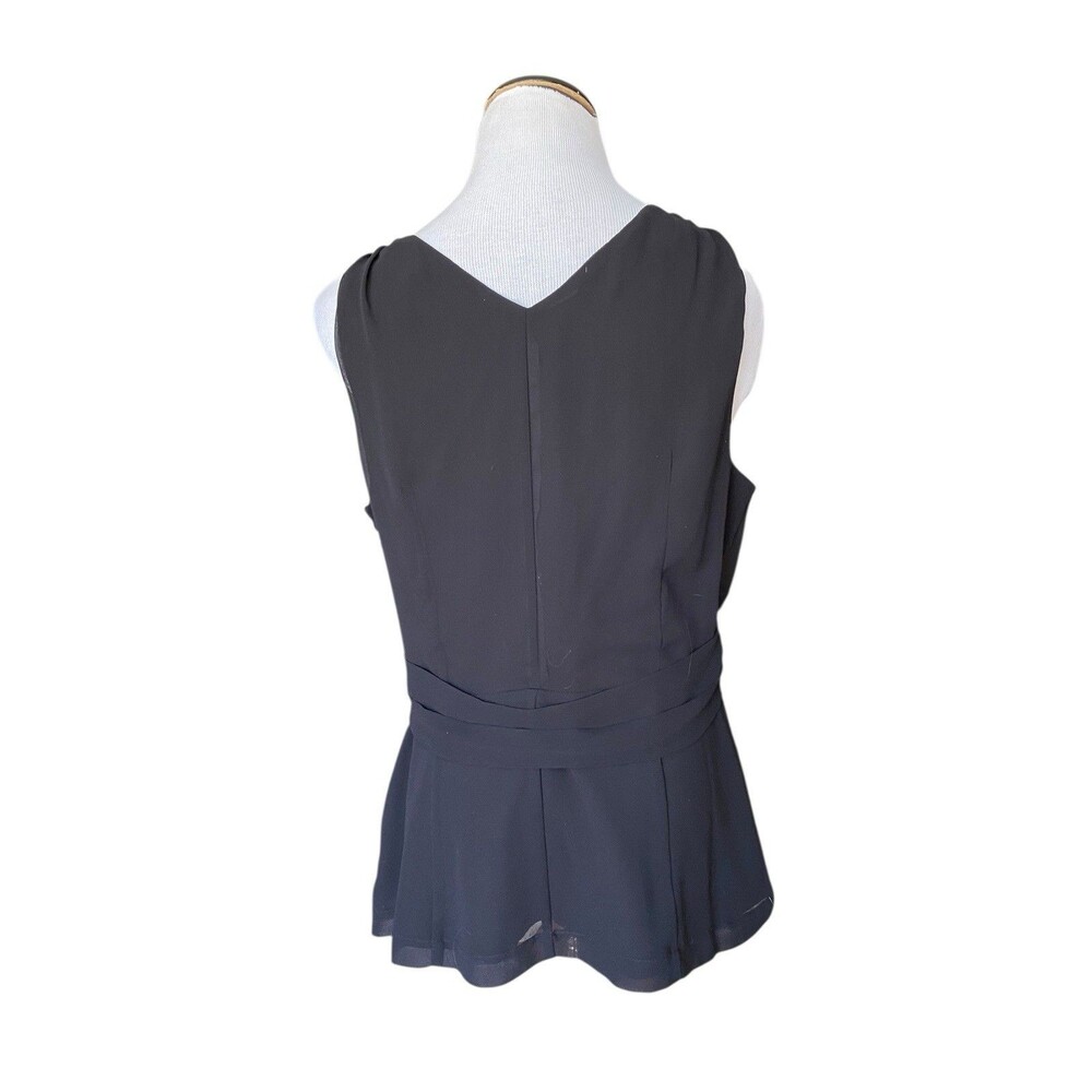 Express‎ Womens Faux Wrap Top Size L Black Lined Fitted Tie Editorial Office - Picture 5 of 13